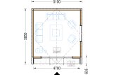 Abri de jardin en bois PIA S (34 mm + bardage), 5x5 m, 25 m² specification 1