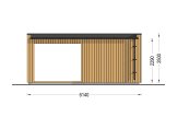 Abri de jardin en bois INES avec terrasse (Isolé RE2020, 44 mm + bardage), 6x3 m, 18 m² specification 4