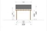 Carport en bois LUNA, 3.2x6 m, avec mur en forme de L specification 2
