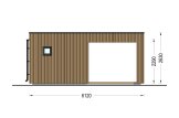 Abri de jardin en bois INES PLUS avec terrasse frontale (Isolé, 34 mm + bardage), 6x6 m, 36 m² specification 3