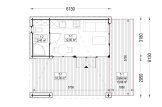 Abri de jardin en bois INES PLUS avec terrasse frontale (34 mm + bardage), 6x6 m, 36 m² specification 1