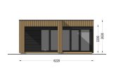 Abri de jardin en bois INES PLUS avec terrasse en L (Isolé RE2020, 34 mm + bardage), 6x6 m, 36 m² specification 2
