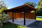 Carport en bois double LUNA DUO F, 6x6 m, avec mur latéral customer 2