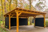 Carport en bois double LUNA DUO F, 6x6 m, avec mur latéral customer 3