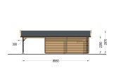 Garage en bois double MULTI (44 mm) 6x6 m avec carport 3x6 m specification 4