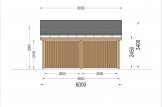 Carport en bois double LUNA DUO, 6x6 m, avec mur latéral specification 4