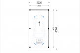 Carport en bois LUNA F, 3.2x6 m, avec mur en forme de L specification 1