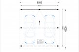 Carport en bois double LUNA DUO F, 6x6 m, avec mur latéral specification 1