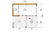 Abri de jardin en bois INES PLUS avec terrasse en L (Isolé RE2020, 34 mm + bardage), 6x6 m, 36 m² specification 1