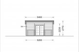 Chalet en bois à toit plat avec terrasse HYMER (44+44 mm), 42 m² + 10 m² specification 2
