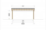 Carport en bois double LUNA DUO F, 6x6 m, avec mur en forme de L specification 2