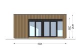 Abri de jardin en bois INES PLUS avec terrasse frontale (Isolé RE2020, 34 mm + bardage), 6x6 m, 36 m² specification 2