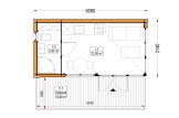 Abri de jardin en bois INES (Isolé, 34 mm + bardage), 6x3 m, 18 m² specification 1