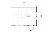 Abri de jardin en bois à toit plat DREUX (34 mm), 4x3 m, 12 m² specification 1