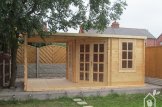 Abri de jardin avec appenti LAMIA (28 mm), 7.35x3 m, 13.5 m² + 8.55 m² pergola customer 2
