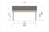 Carport en bois double LUNA DUO, 6x6 m, avec mur latéral specification 2