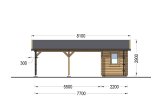 Carport en bois double 5.5x6 m avec abri (44 mm), 2x6 m specification 2