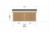 Carport en bois double LUNA DUO F, 6x6 m, avec mur latéral specification 4