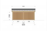 Carport en bois double LUNA DUO F, 6x6 m, avec mur en forme de L specification 4