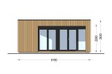 Abri de jardin en bois INES PLUS avec terrasse frontale (Isolé RE2020, 34 mm + bardage), 6x6 m, 36 m² specification 2