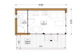 Abri de jardin en bois INES (Isolé, 34 mm + bardage), 6x3 m, 18 m² specification 1