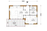 Chalet en bois habitable LUCIA 1 RV (Isolé RE2020, 44 mm + bardage), 57 m² specification 1
