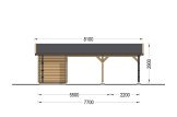 Carport en bois double 5.5x6 m avec abri (44 mm), 2x6 m specification 4