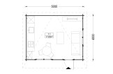 Abri de jardin en bois à toit plat DREUX (34 mm), 5x4 m, 18 m² specification 1