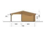 Garage en bois MULTI (44 mm) 4x6 m avec carport 3x6 m specification 4