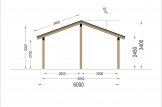 Carport en bois double LUNA DUO, 6x6 m, avec mur latéral specification 5