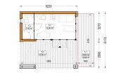 Abri de jardin en bois INES PLUS avec terrasse frontale (Isolé RE2020, 34 mm + bardage), 6x6 m, 36 m² specification 1