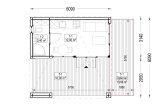 Abri de jardin en bois INES PLUS avec terrasse frontale (34 mm + bardage), 6x6 m, 36 m² specification 1