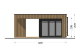 Abri de jardin en bois INES PLUS avec terrasse en L (Isolé RE2020, 34 mm + bardage), 6x6 m, 36 m² specification 5