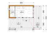 Abri de jardin en bois INES PLUS avec terrasse frontale (Isolé RE2020, 34 mm + bardage), 6x6 m, 36 m² specification 1