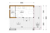 Abri de jardin en bois INES PLUS avec terrasse frontale (Isolé, 34 mm + bardage), 6x6 m, 36 m² specification 1