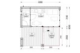 Abri de jardin en bois INES PLUS avec terrasse en L (34 mm + bardage), 6x6 m, 36 m² specification 1