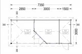 Abri de jardin avec appenti LAMIA (28 mm), 7.35x3 m, 13.5 m² + 8.55 m² pergola specification 1