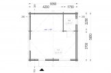 Chalet de jardin NINA S (Isolé, 44+44 mm), 6x6 m, 36 m² specification 1