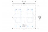 Carport en bois double LUNA DUO, 6x6 m, avec mur en forme de L specification 1
