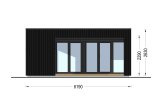 Abri de jardin en bois INES PLUS avec terrasse frontale (Isolé RE2020, 34 mm + bardage), 6x6 m, 36 m² specification 2