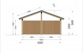 Carport en bois double LUNA DUO, 6x6 m, avec mur en forme de L specification 5