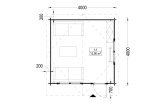 Abri de jardin en bois DREUX (34 mm), 4x4 m, 16 m² specification 1