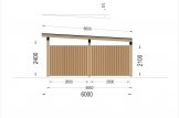 Carport en bois LUNA F, 3.2x6 m, avec mur en forme de L specification 3