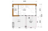 Abri de jardin en bois INES PLUS avec terrasse en L (Isolé RE2020, 34 mm + bardage), 6x6 m, 36 m² specification 1