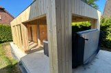 Bureau de jardin avec auvent PREMIUM (Isolé RE2020, 34 mm + bardage), 5x3 m, 15 m² + 9 m² customer 2
