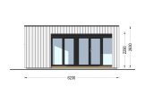 Abri de jardin en bois INES PLUS avec terrasse frontale (Isolé RE2020, 34 mm + bardage), 6x6 m, 36 m² specification 2