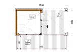 Abri de jardin en bois INES avec terrasse (Isolé, 34 mm + bardage), 6x3 m, 18 m² specification 1