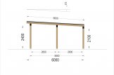 Carport en bois LUNA F, 3.2x6 m, avec mur latéral specification 3