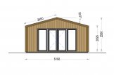 Abri de jardin en bois PIA (Isolé, 34 mm + bardage), 5x3 m, 15 m² specification 2