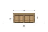 Garage en bois double à toit plat MODERN (44 mm), 6x5 m, 30 m² specification 2